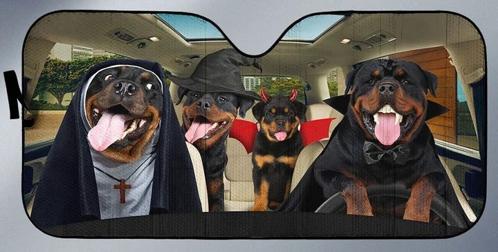 Rottweiler Halloween Auto Car Sunshade/ Funny Dog Full Printed On Car Sun Shade Windshields