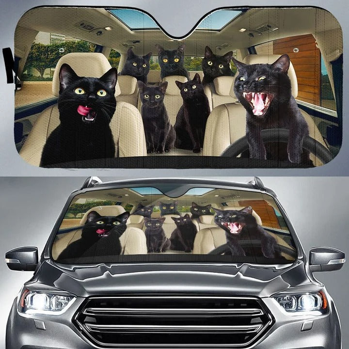 Black Cat Family Auto Car Sunshade