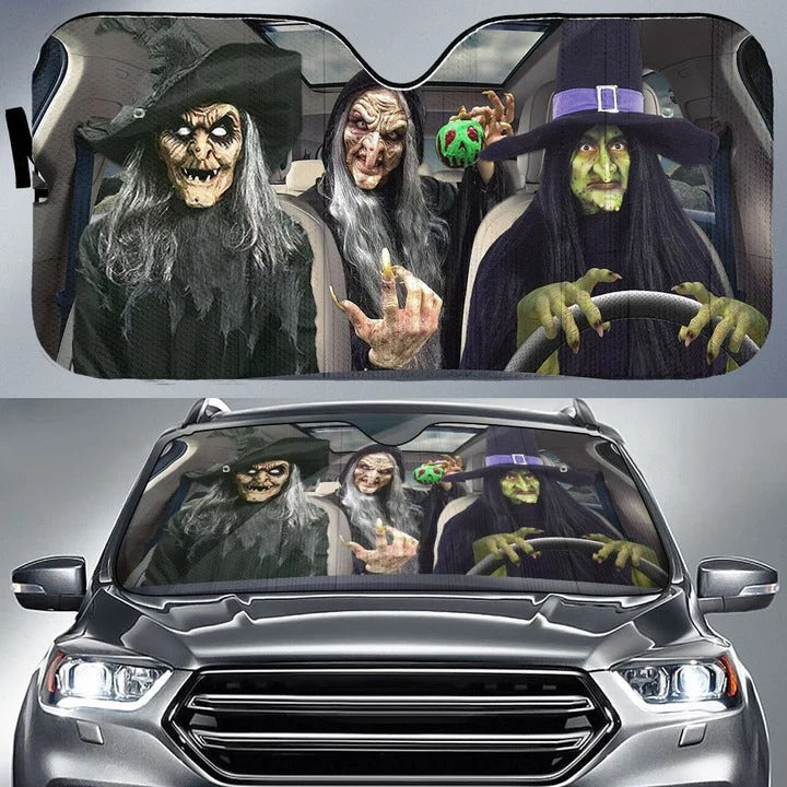 Witch Funny Auto Car Sunshade/ Halloween Car Sun Shade Cover