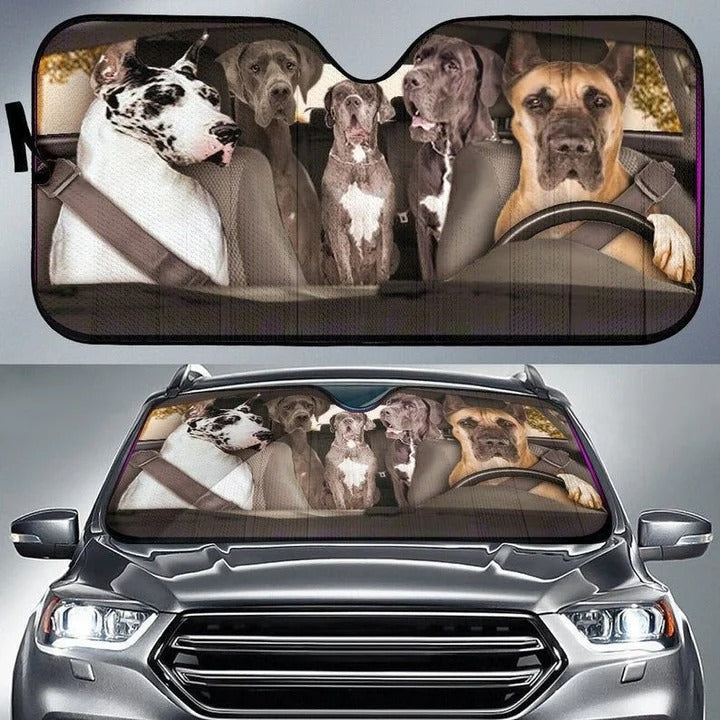 Great Dane Dogs Family Auto Car Sunshade/ Dog Car Sun Shade Protectors