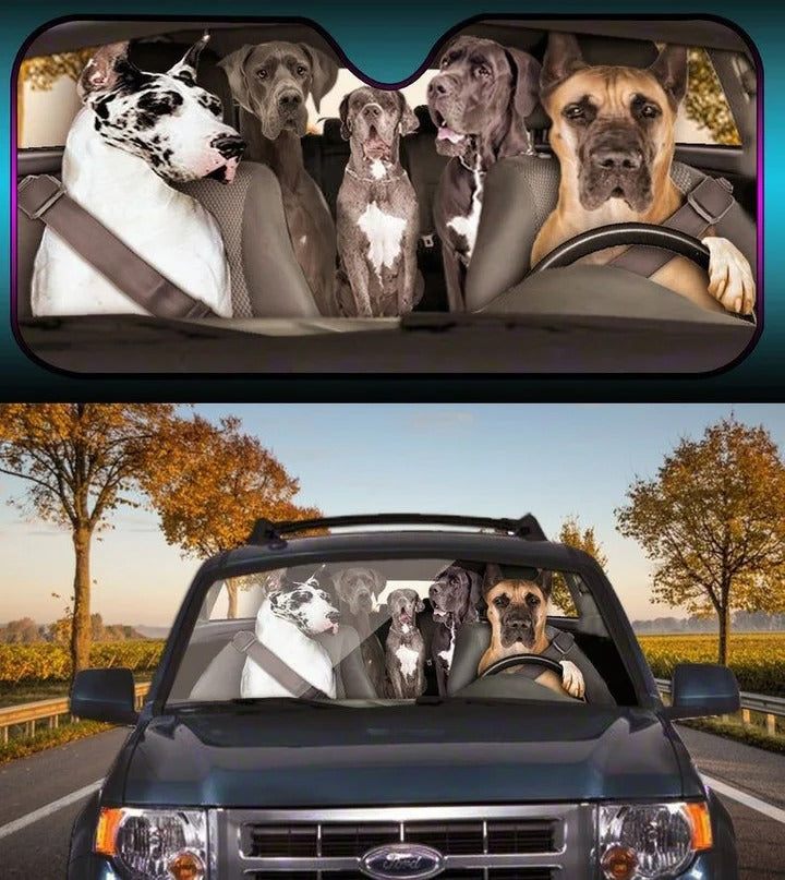 Great Dane Dogs Family Auto Car Sunshade/ Dog Car Sun Shade Protectors