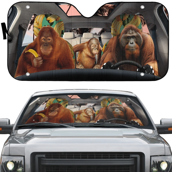 Orangutan Family Car Sunshade Windshield