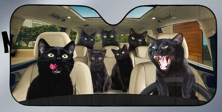 Black Cat Family Auto Car Sunshade