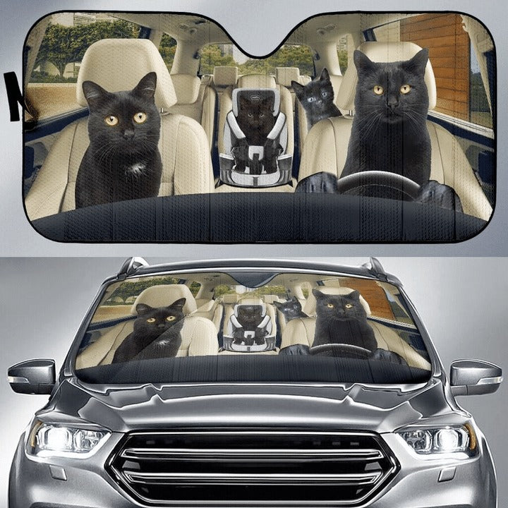 Black cat Family Auto Car Sunshade