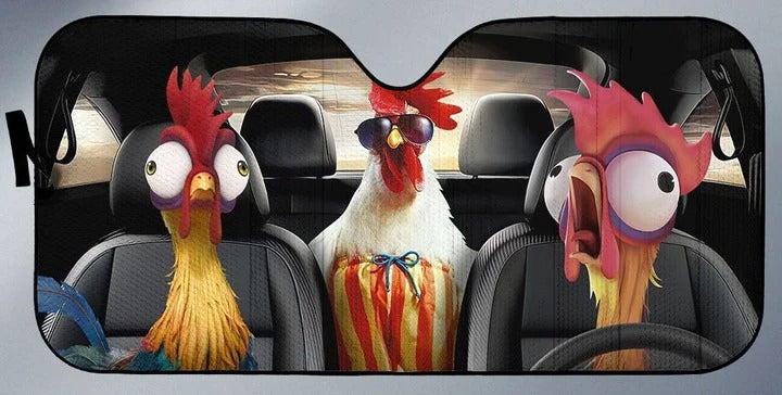 Rooster Funny Auto Car Sunshade