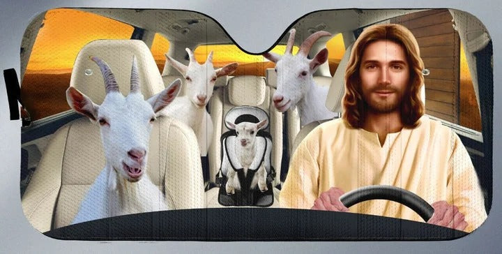 Jesus and Goat Auto Car Sunshade