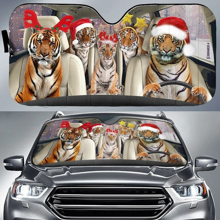 Tiger Family Christmas Auto Car Sunshade