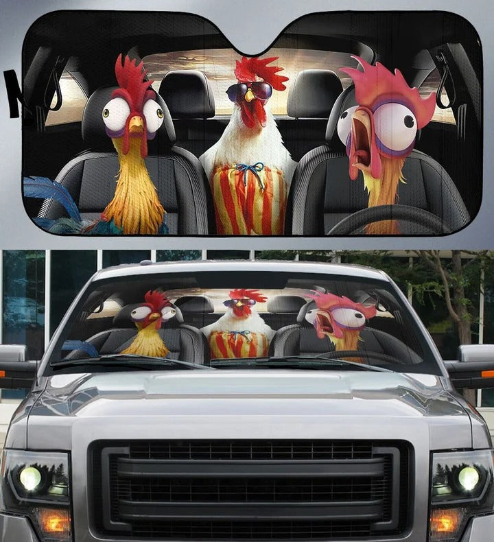 Rooster Funny Auto Car Sunshade