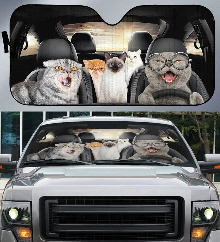 Cute Cats Car Sunshade/ Funny Cat Car Sun Shade Windshield