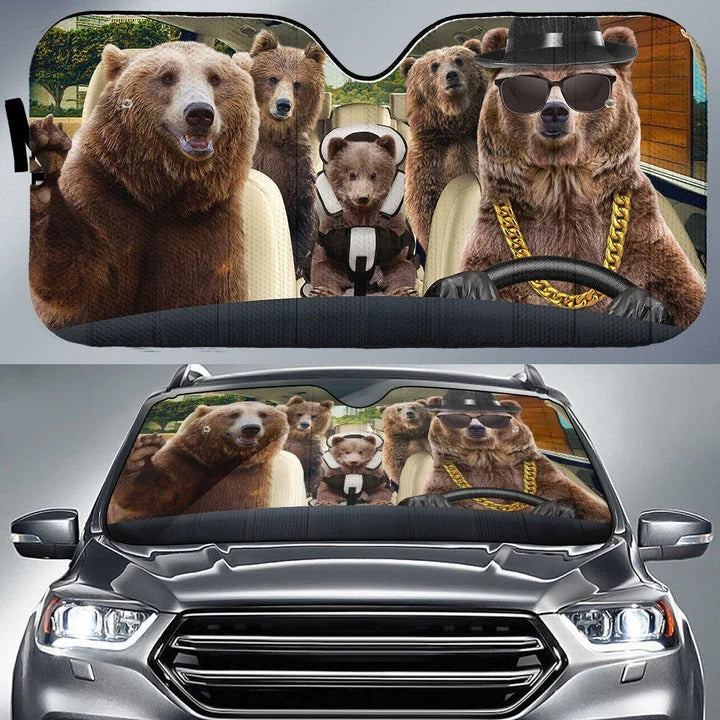 Brown Bear Family Auto Car Sunshade