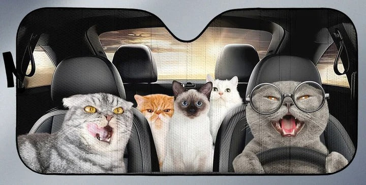 Cute Cats Car Sunshade/ Funny Cat Car Sun Shade Windshield