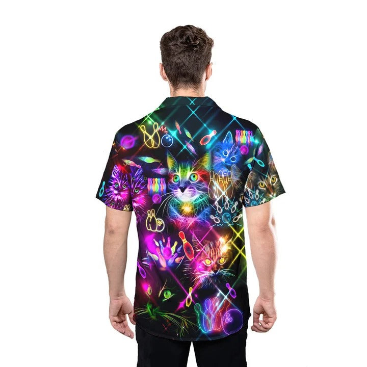 Cute Bowling Hawaiian Shirts/ Rolling With My Cat Bowling Hawaii Shirt For Men Women