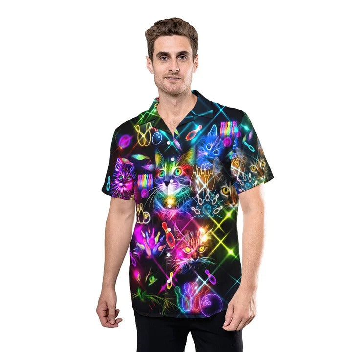 Cute Bowling Hawaiian Shirts/ Rolling With My Cat Bowling Hawaii Shirt For Men Women