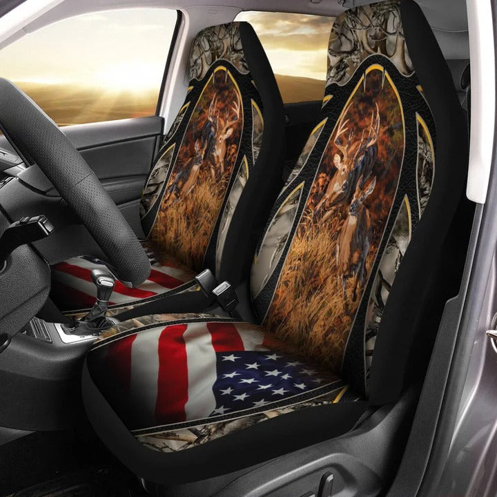 Deers With American Flag Car Seat Cover/ Best Car Seat Protector
