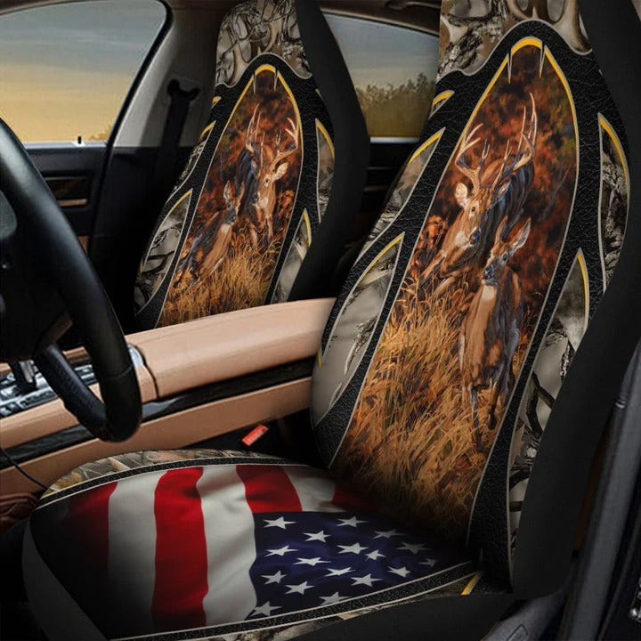 Deers With American Flag Car Seat Cover/ Best Car Seat Protector