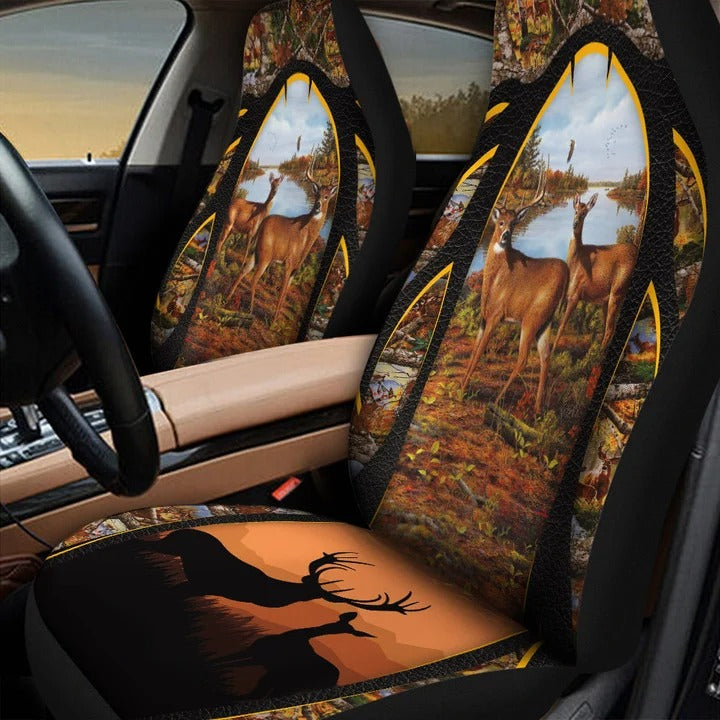 3D All Over Printed Love Deer Car Seat Protectors/ Women Men Car Seat Cover