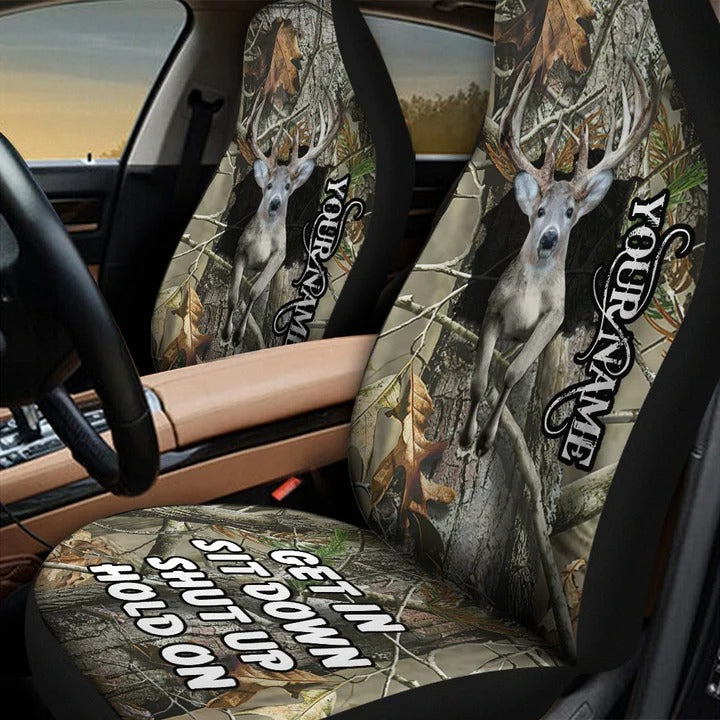 Personalized Front Car Seat Cover Deer Camo Pattern/ Love Deer Car Accessories