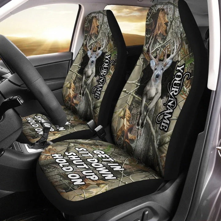 Personalized Front Car Seat Cover Deer Camo Pattern/ Love Deer Car Accessories