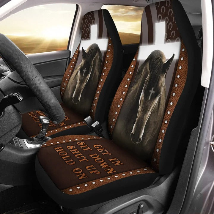 God And Horse Car Seat Cover/ Get In Sit Down Hold On Seat Cover For Auto