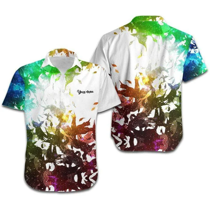 Personalized Beach Shirt Hawaiians Lgbt Galaxy Birds Custom Name / Aloha Shirt