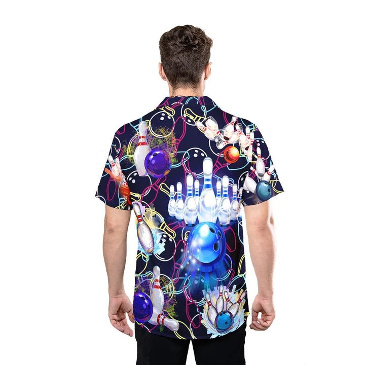 3D All Over Printed Hawaiian Shirt With Bowling Pattern/ Bowling Hawaii Aloha Shirt Men Women