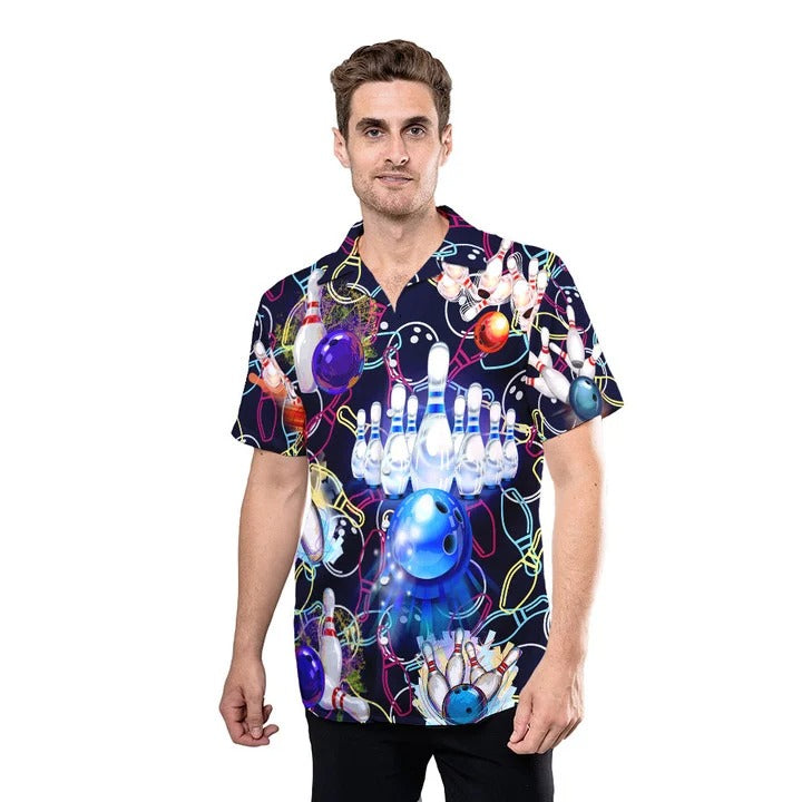 3D All Over Printed Hawaiian Shirt With Bowling Pattern/ Bowling Hawaii Aloha Shirt Men Women
