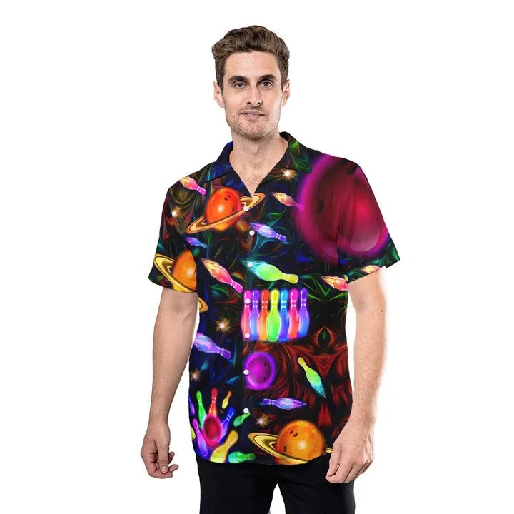 Space Bowling Strike The Universe Hawaiian Shirt/ Summer Hawaii Shirt For Bowling Lovers
