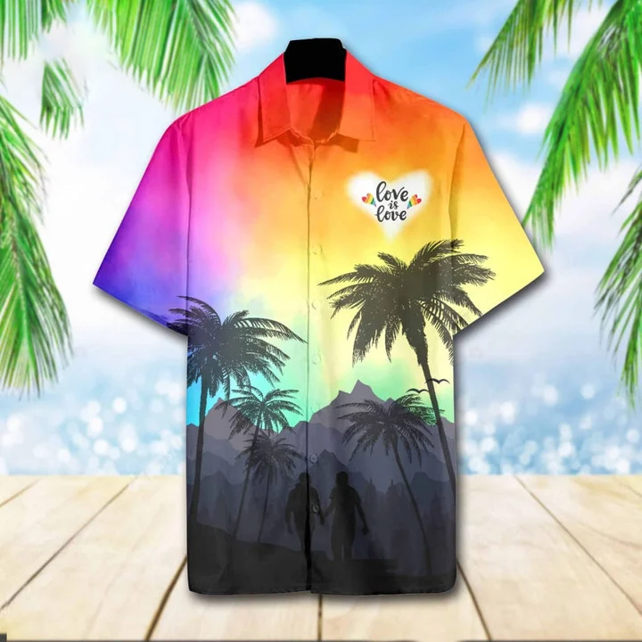 Beach Shirt Lgbt Pride Hawaiian 3D Men Shirt For Lgbt Community/ Queer Lgbt/ Lgbt History Month