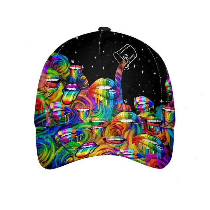 Rainbow Lips Classic Cap/ Pride Rainbow Baseball Cap/ Lgbt 3D Cap