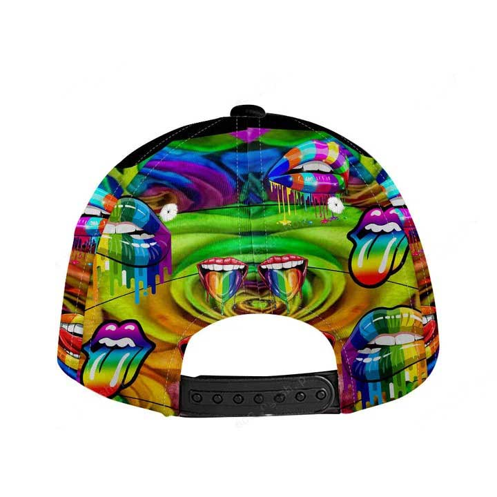 Lgbt Lips And Flowers Classic Cap/ Rainbow 3D All Over Printed Baseball Cap For Pride Month/ Gaymer Cap