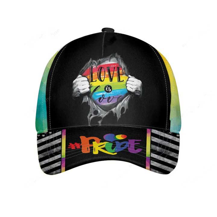 LGBT Heart Classic Cap/ Lesbian Baseball Cap/ Gay Pride Heart Rainbow Baseball Cap