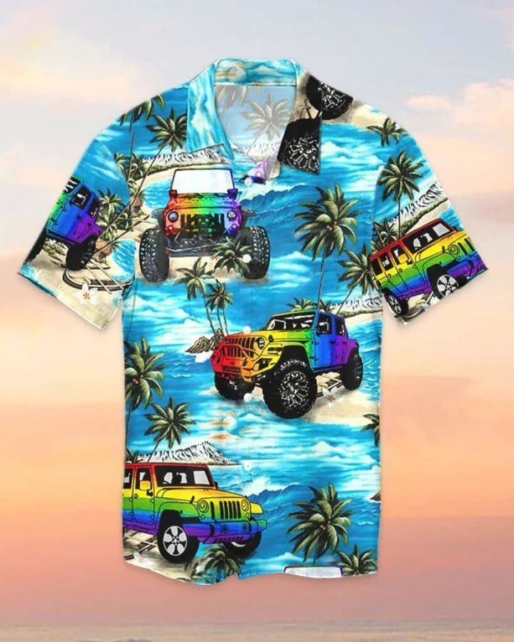 Beach Shirt Hawaiian Jee Car Lgbt Beach/ Hawaii Shirt / Aloha Shirt