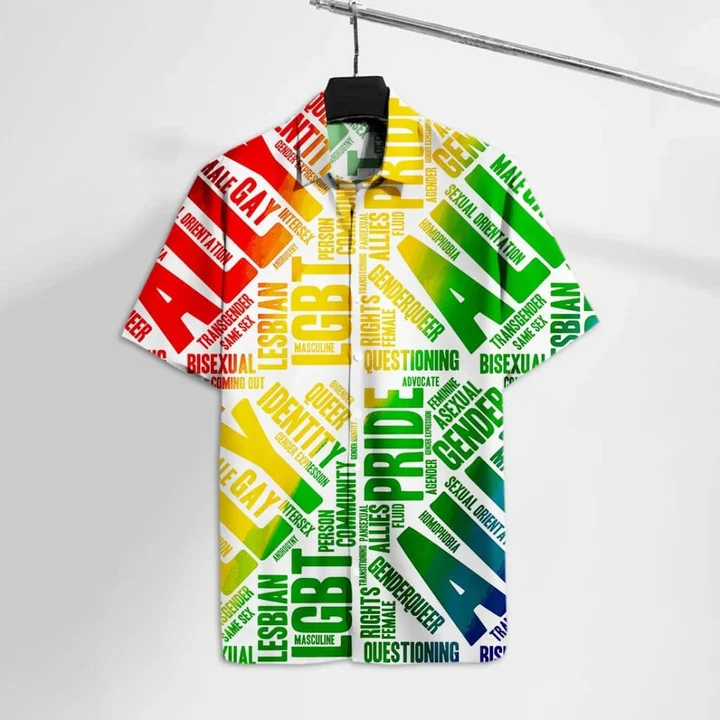 Beach Shirt Lgbt Hawaiian Shirt Lgbt Pride Straight Ally Rainbow Colors Hawaii Tshirt / Aloha Shirt