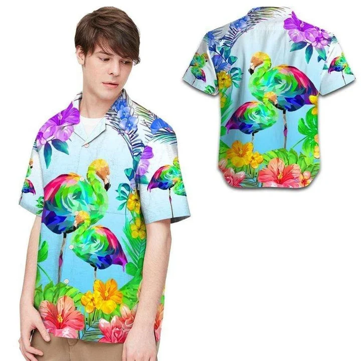 Beach Shirt Hawaii Shirt Lgbt Flamingo Tropical / Aloha Shirt/ Pride Month Clothing