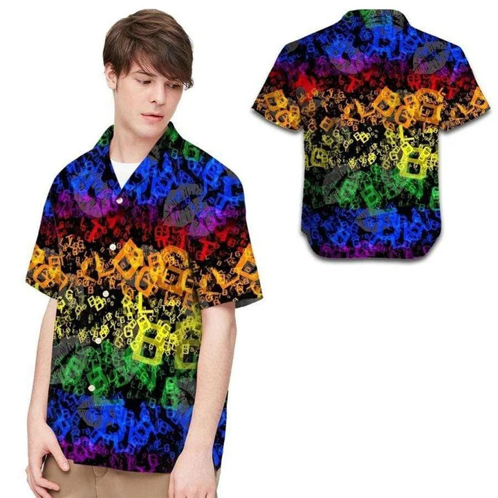 Beach Shirt Hawaii Shirt Lgbt Letters Neon Rainbow / Aloha Shirt