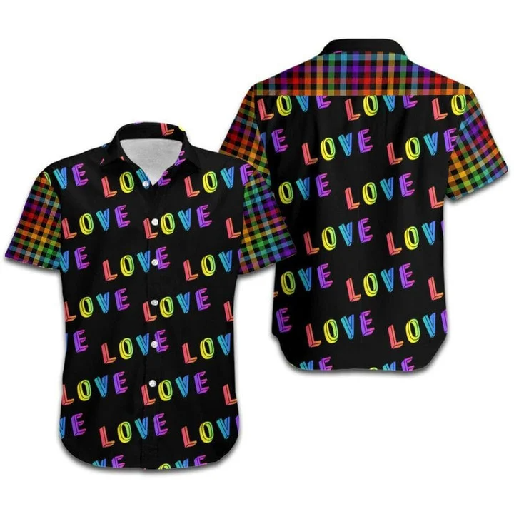 Beach Shirt Hawaiians Lgbt Love Rainbow Plaid Pattern / Aloha Shirt/ Pride Clothing
