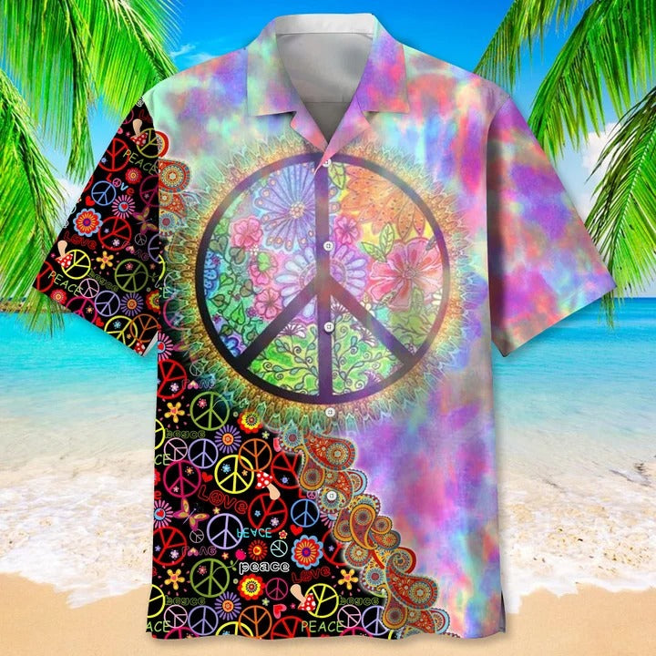 Hippie Bekind Hawaiian Shirts For Men And Woman/ Hawaiian Shirt For Hippie/ Hippie Art On Aloha Beach Shirt