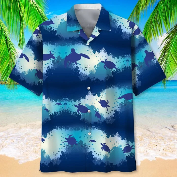 Turtle Fly Beach Hawaiian Shirt/ Turtle Hawaiian Shirt/ Sea Turtle Aloha Beach Shirt/ Turtle Gift
