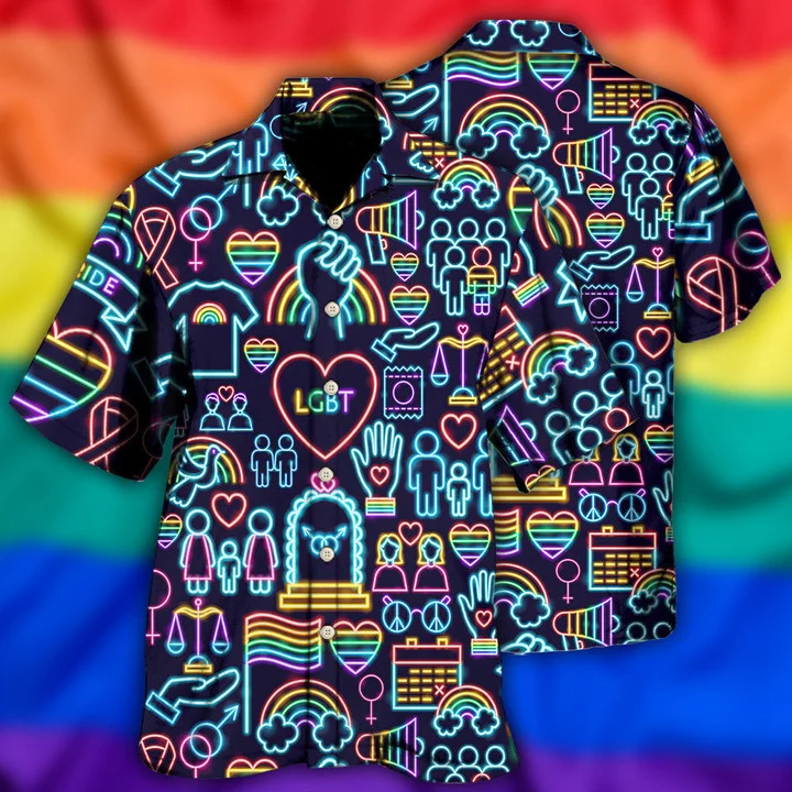 Beach Shirt Lgbt Pride Hawaiian Shirt/ Pride Hawaiian Shirt/ Gay Hawaiian Shirts