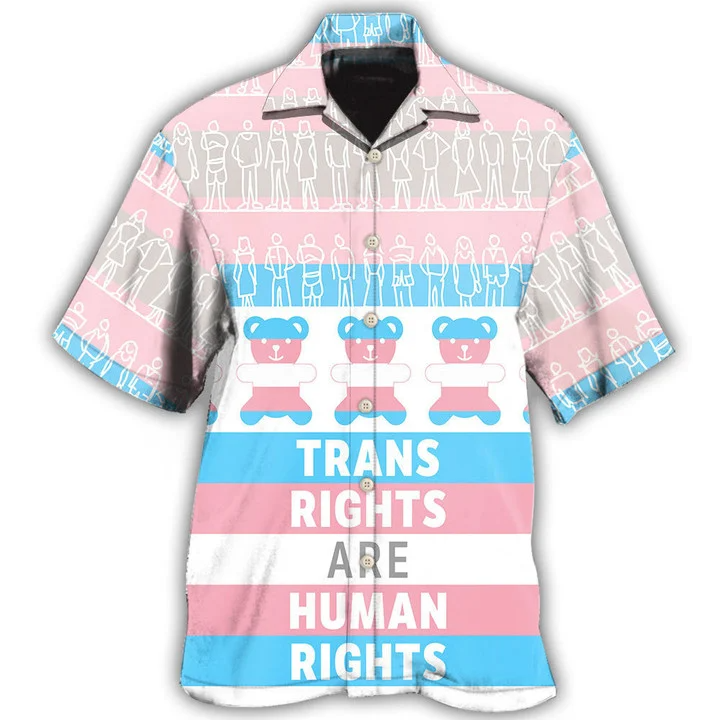 Beach Shirt Lgbt Trans Rights Are Human Rights/ Trans Pride Hawaiian Shirt