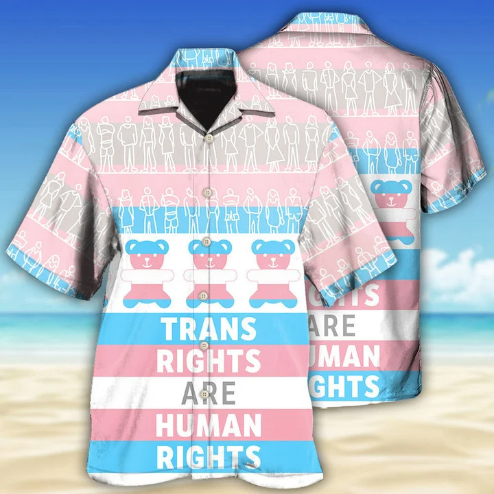 Beach Shirt Lgbt Trans Rights Are Human Rights/ Trans Pride Hawaiian Shirt