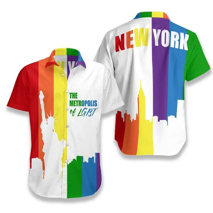 New York The Metropolis Of Lgbt Hawaiian Shirt/ Pride Colors Hawaiian Shirt
