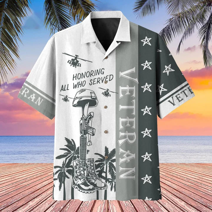 Premium U.S Multiple Service Veteran Hawaii Shirt/ Veteran hawaiian shirt/ Summer gift for veteran/ hawaiian shirt for Men