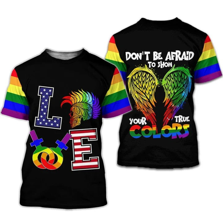 3D All Over Printed Lgbt Shirt For Pride Skull Pride Love Is Love 3D Tee Shirt/ I Live To Make A Difference T Shirt 3D