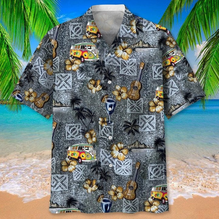 Hippie Bekind Hawaiian Shirts For Men And Woman/ Hawaiian Shirt For Hippie/ Hippie Art On Aloha Beach Shirt