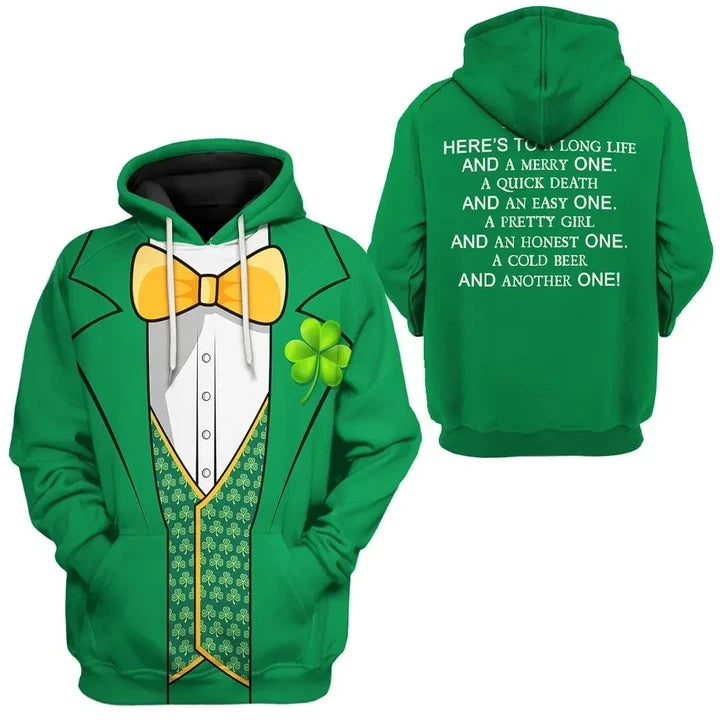 3D St Patricks Day Leprechaun Custom Tshirt Hoodie Apparel