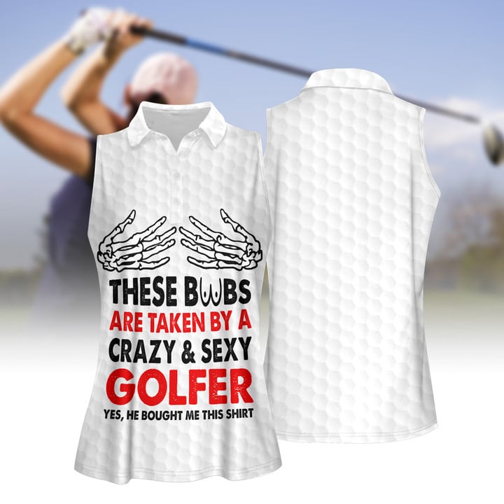 Funny Skeleton Hand Taken By Golfer Women Polo Shirt/ Golf Pattern Polo Shirt/ Funny Golf Shirt