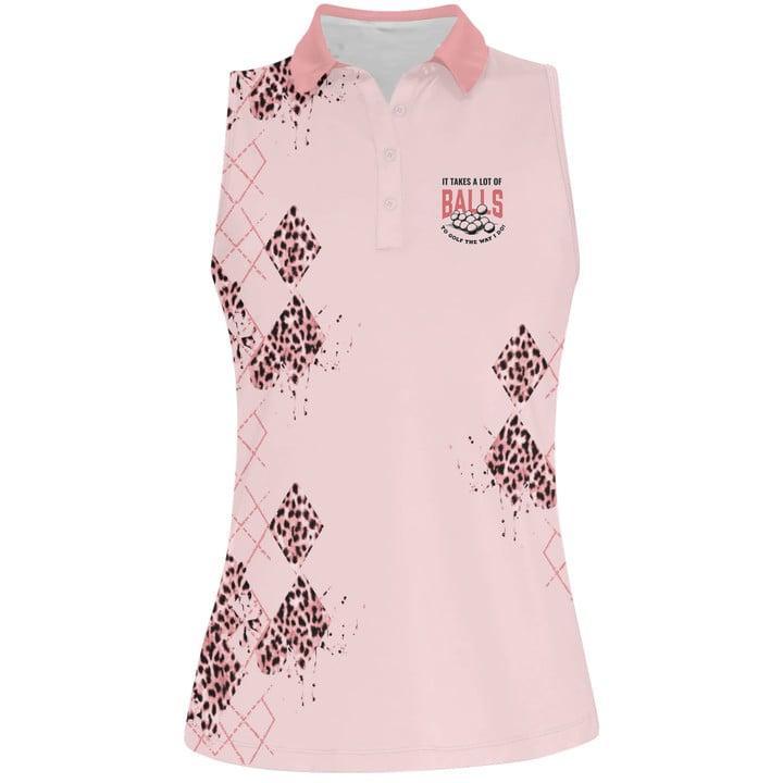 It Takes A Lot Of Balls Pattern Leopard Women Short Sleeve Polo Shirt Sleeveless Polo Shirt V2