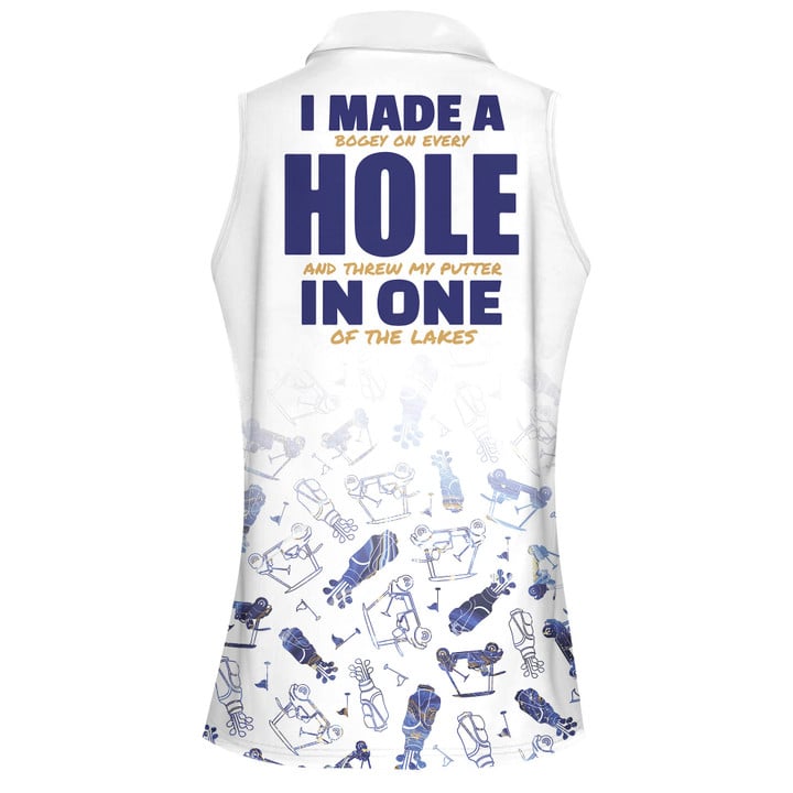 Customized Funny I Made A Hole In One Women Short Sleeve Polo Shirt Sleeveless Polo Shirt