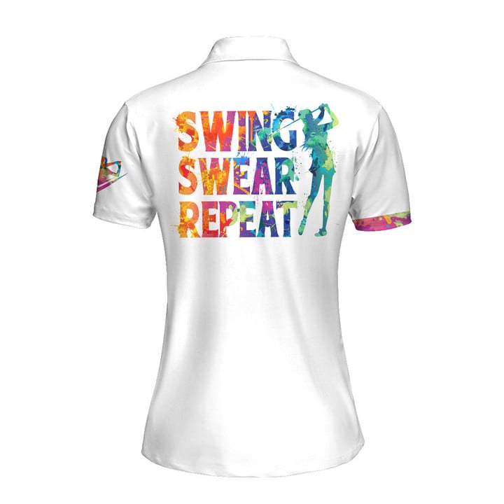 Watercolor America Flag Swing Swear Repeat Women Short Sleeve Polo Shirt Sleeveless Polo Shirt Sport Culottes With Pocket